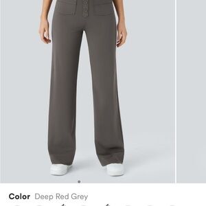 HALARA Deep Red Gray Wide-Leg Pants